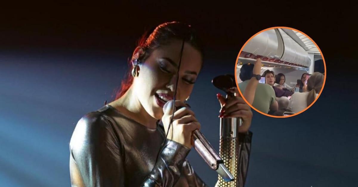 Ana del Castillo sorprendió a los pasajeros de un vuelo al cantarles en medio de una contingencia aérea. FOTO: TOMADA DE X.