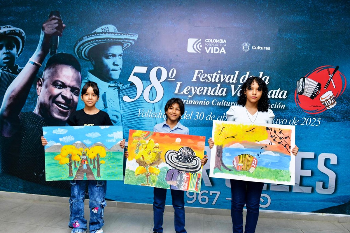 Estudiantes ganadores del concurso de pintura infantil 2025. FOTO: Fundación de la Leyenda Vallenata.