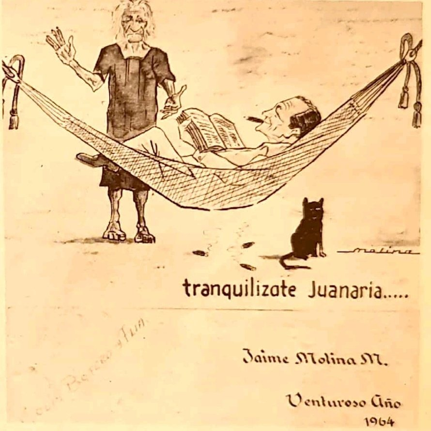 Caricatura de Jaime Molina sobre la canción 'La patillalera' de Rafael Escalona.  FOTO: TOMADA X CARLOS LIÑÁN PITRE. 