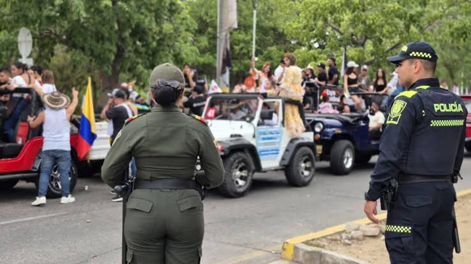 Policía Nacional reforzando la seguridad en Valledupar durante el Festival Vallenato.