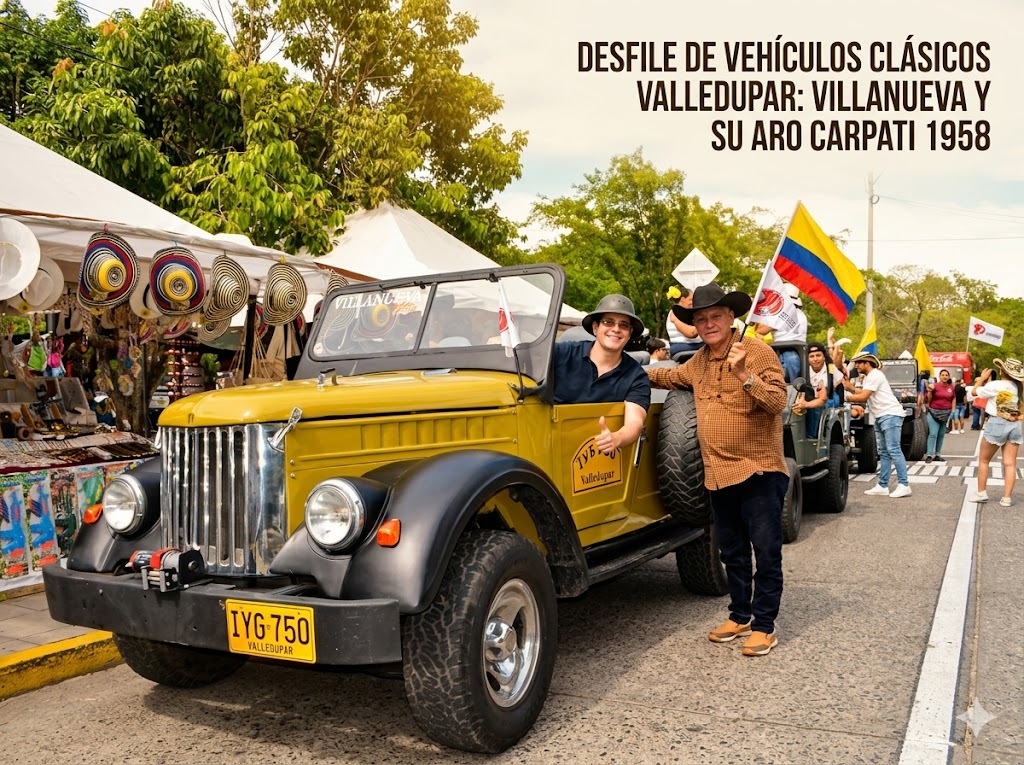 Desfile de vehículos clásicos Valledupar en el Festival Vallenato.