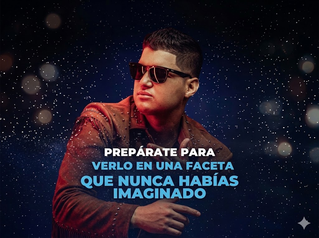 Elder Dayán Díaz con gafas de sol y chaqueta de cuero marrón sobre un fondo de galaxia con estrellas, promocionando su nueva faceta como jurado en el programa 'Yo me llamo'.