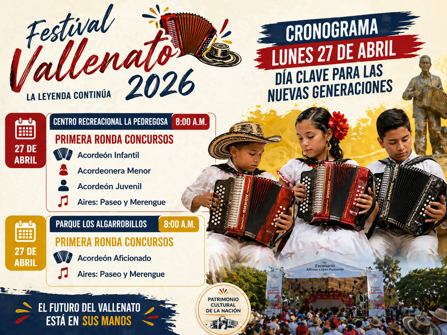 Niños y jóvenes protagonizan la primera ronda de concursos del Festival Vallenato.