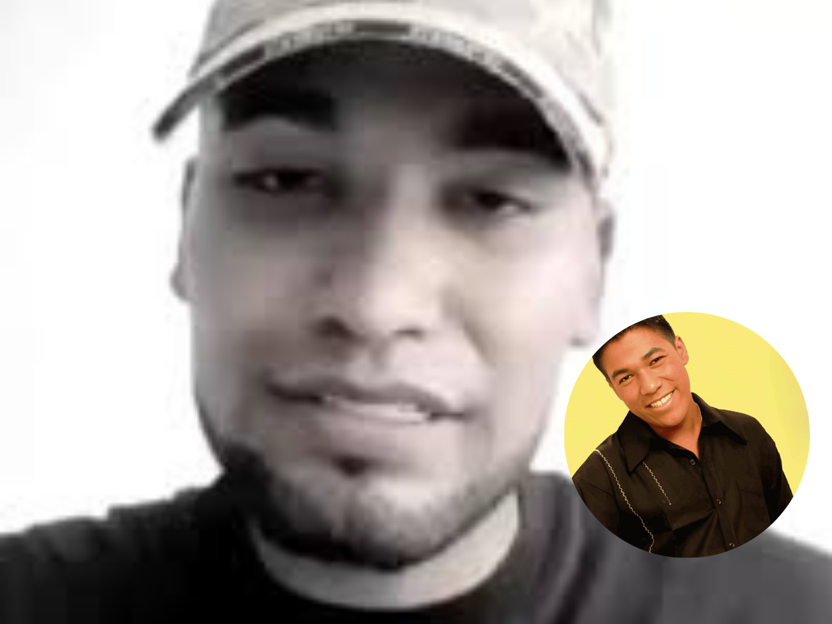 Jesús Otero Arévalo, quien se retractó de ser hijo de Kaleth Morales, junto a una fotografía del fallecido cantante vallenato.